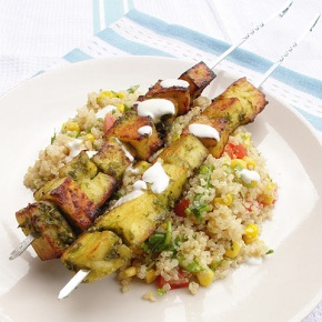 Coriander and Lime Paneer Kebabs and Summer Quinoa Salad