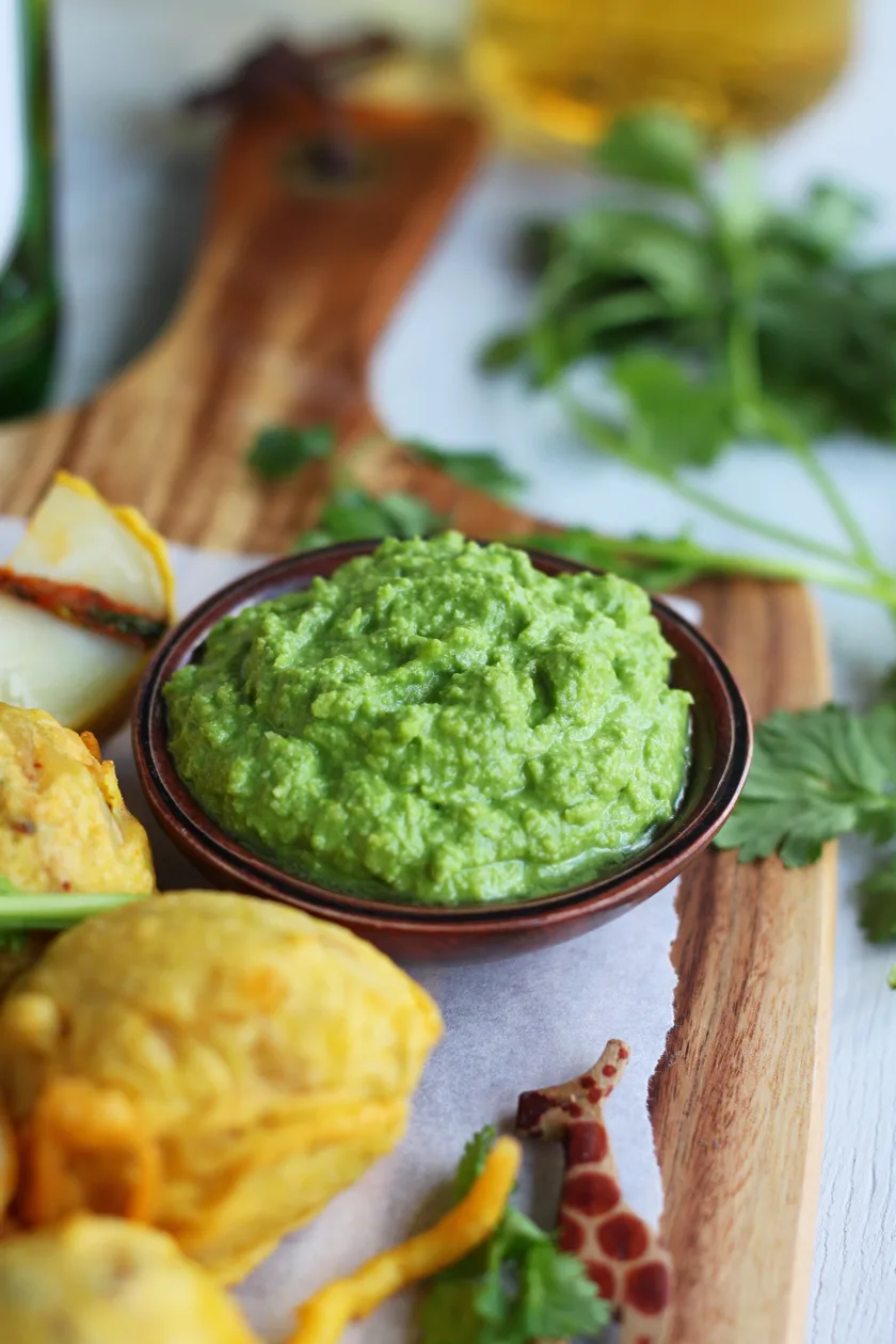 Mini Kenya-Style Packed Potatoes with Coconut and Coriander Chutney 