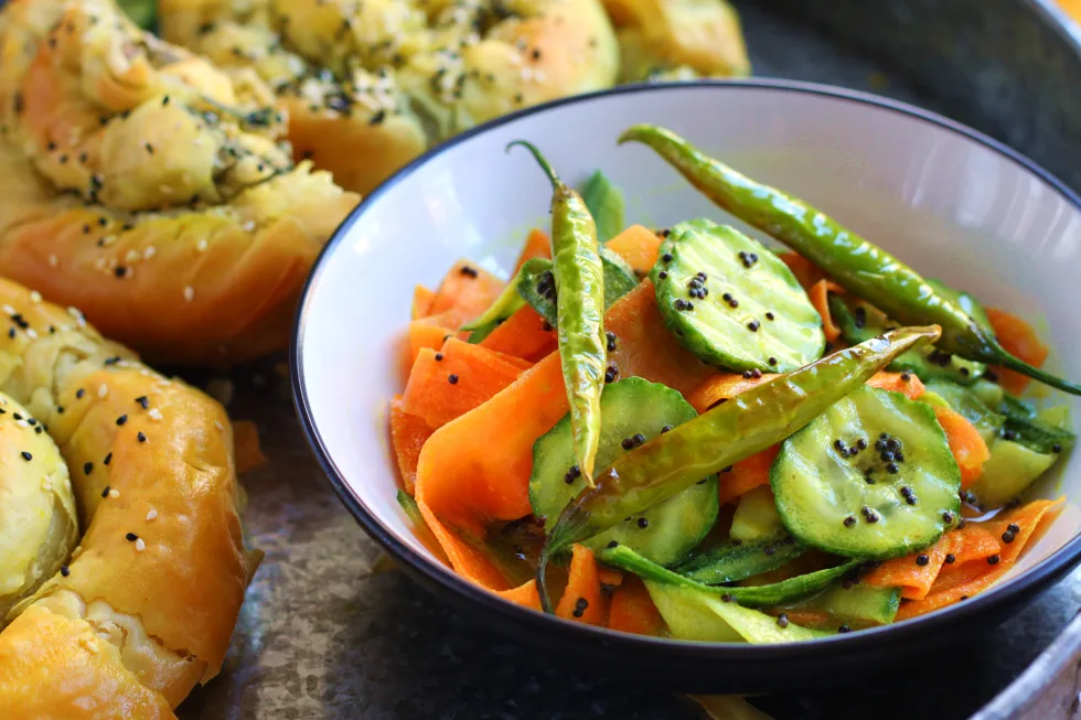 Cucumber Carrot and Mustard Salad