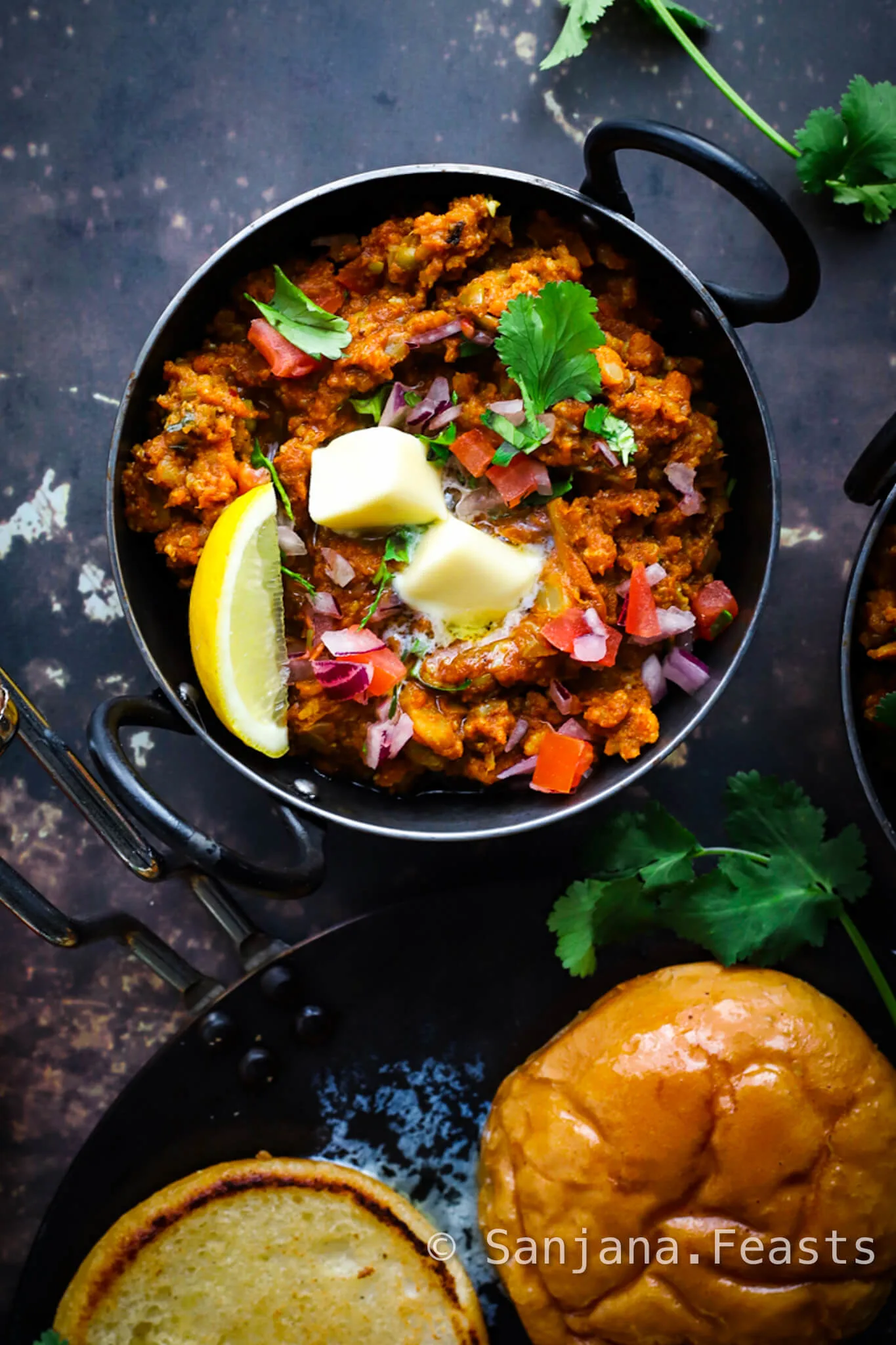 Butter Pau Bhaji Sanjana Recipe