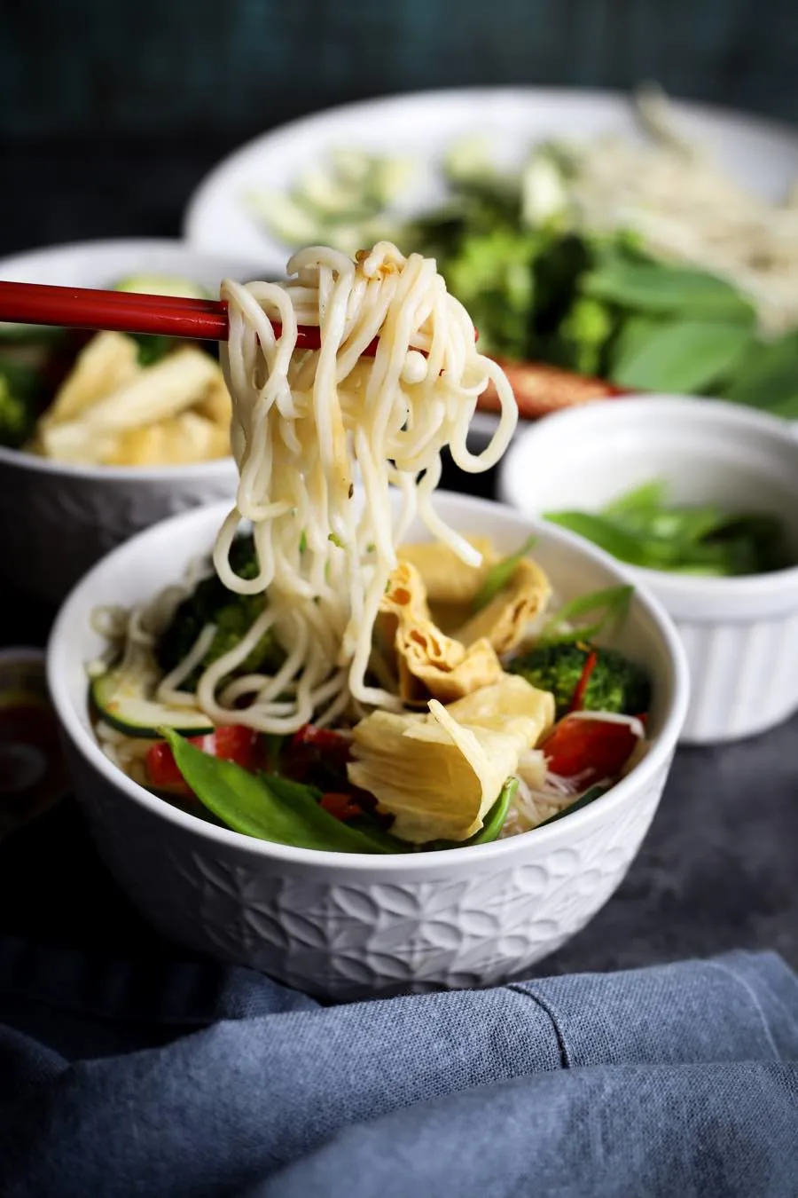 Vegan Clear Broth with Tofu Skin & Noodles