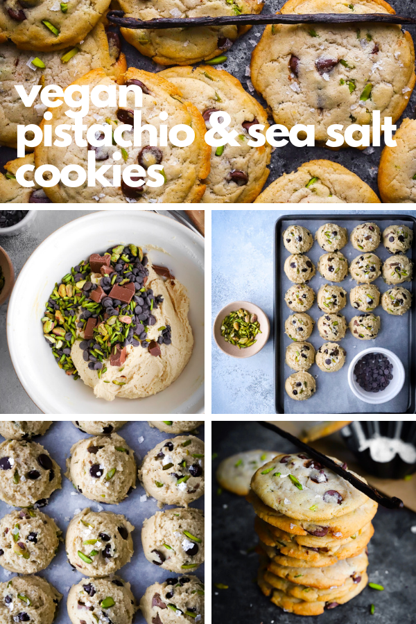 Vegan Pistachio & Vanilla Salt Chocolate Chip Cookies