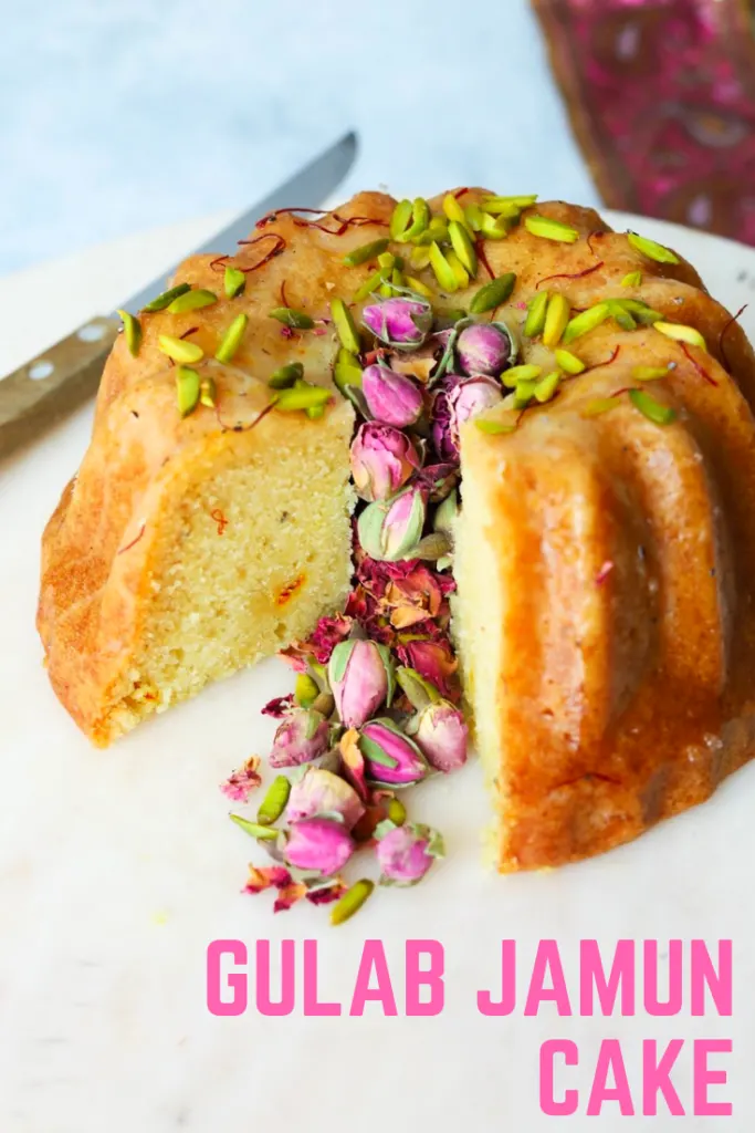 Eggless Gulab Jamun Cake