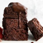 Vegan Crackled Midnight Brownies Stacked