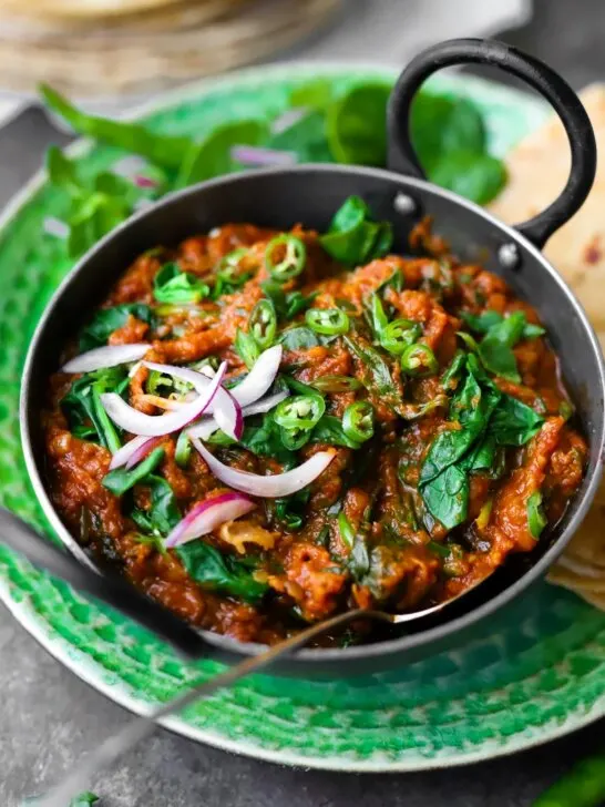 Melt-in-the-Mouth Burnt Aubergine and Spinach Curry