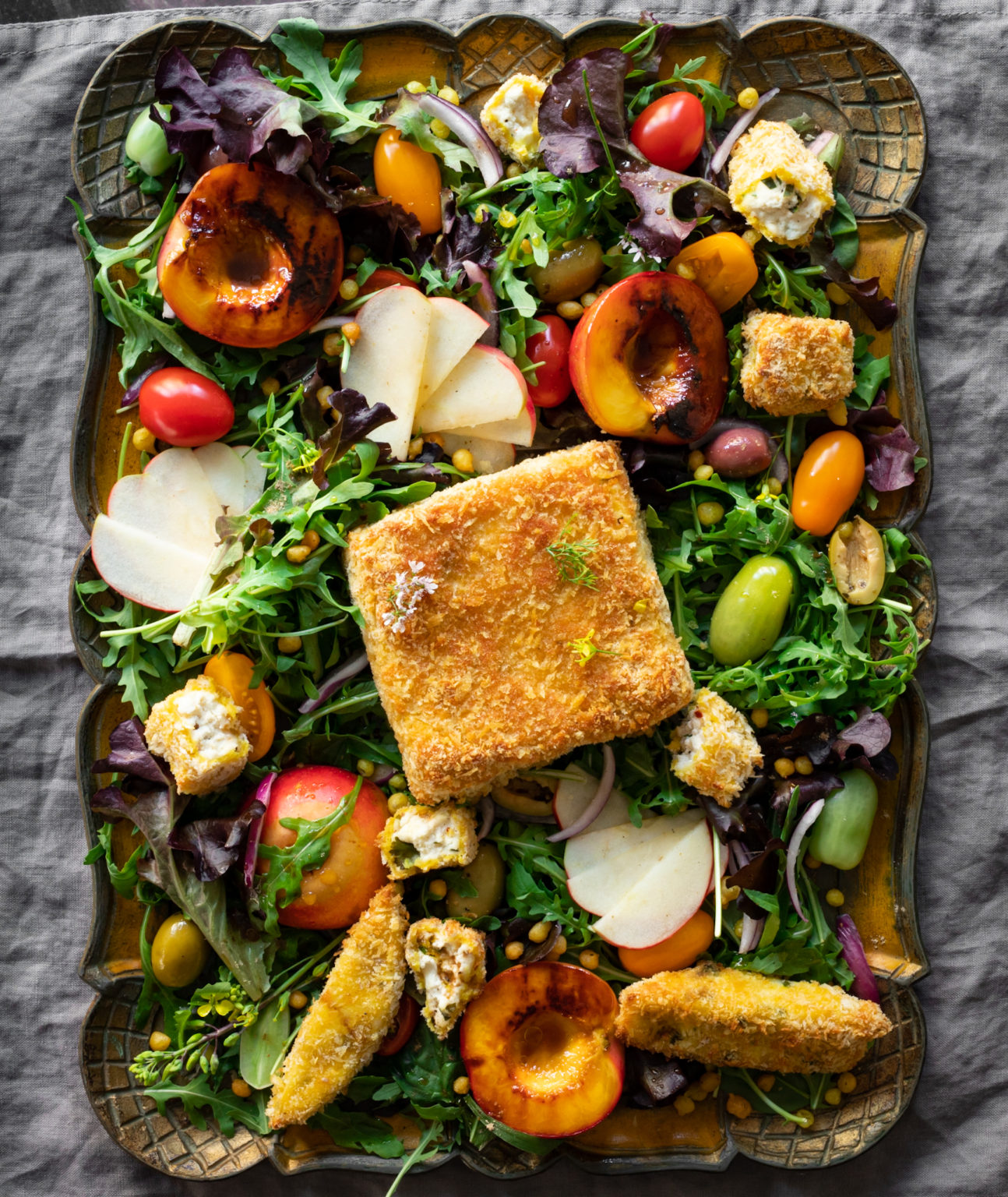 Crispy Paneer & Grilled Nectarine Salad Sanjana.Feasts Summer Feasts