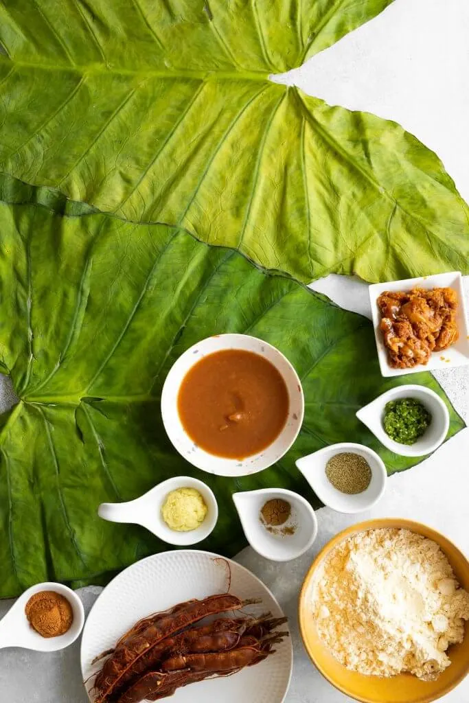Ingredients needed to make Patra Alu Vadi