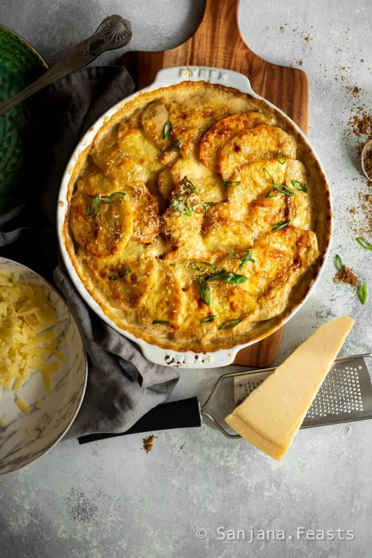 Garam Masala Potato Gratin Recipe by Sanjana Feasts