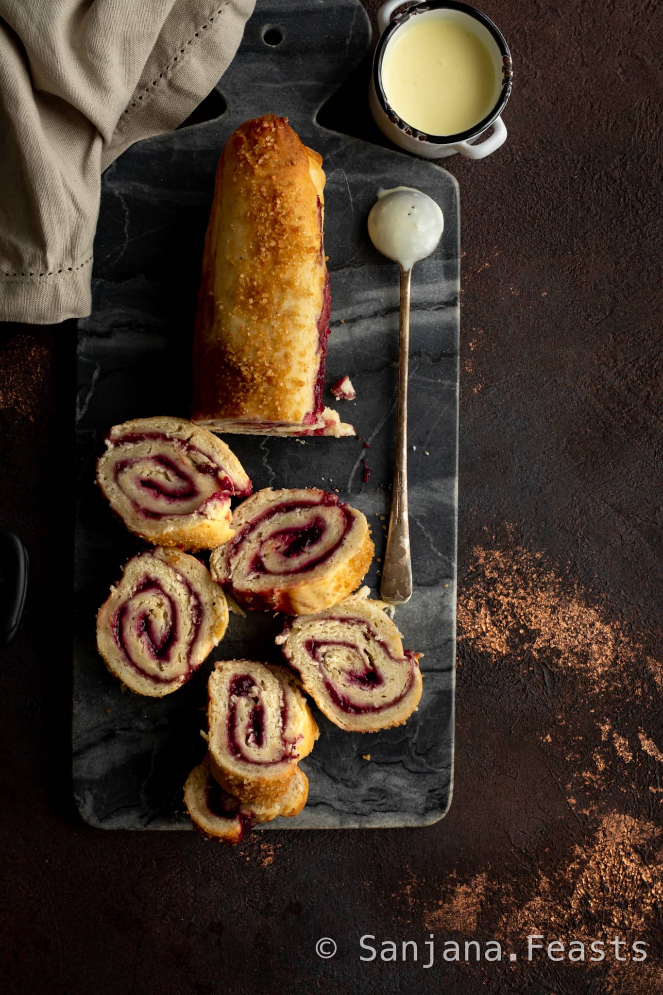 Vegan Jam Roly Poly Sanjana.Feasts Vegan Baking