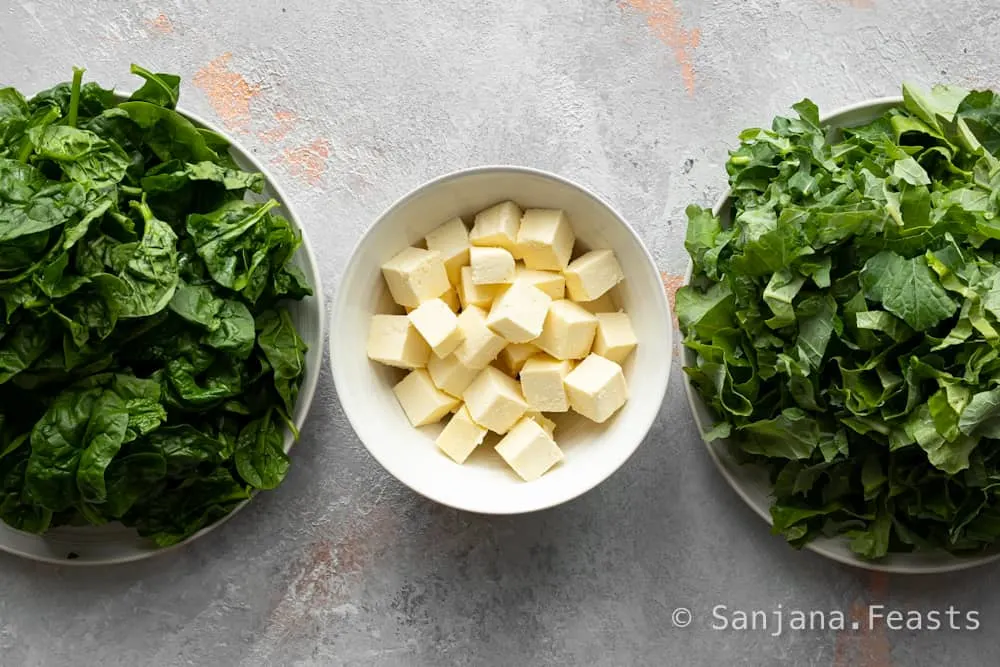 Ingredients for saag paneer