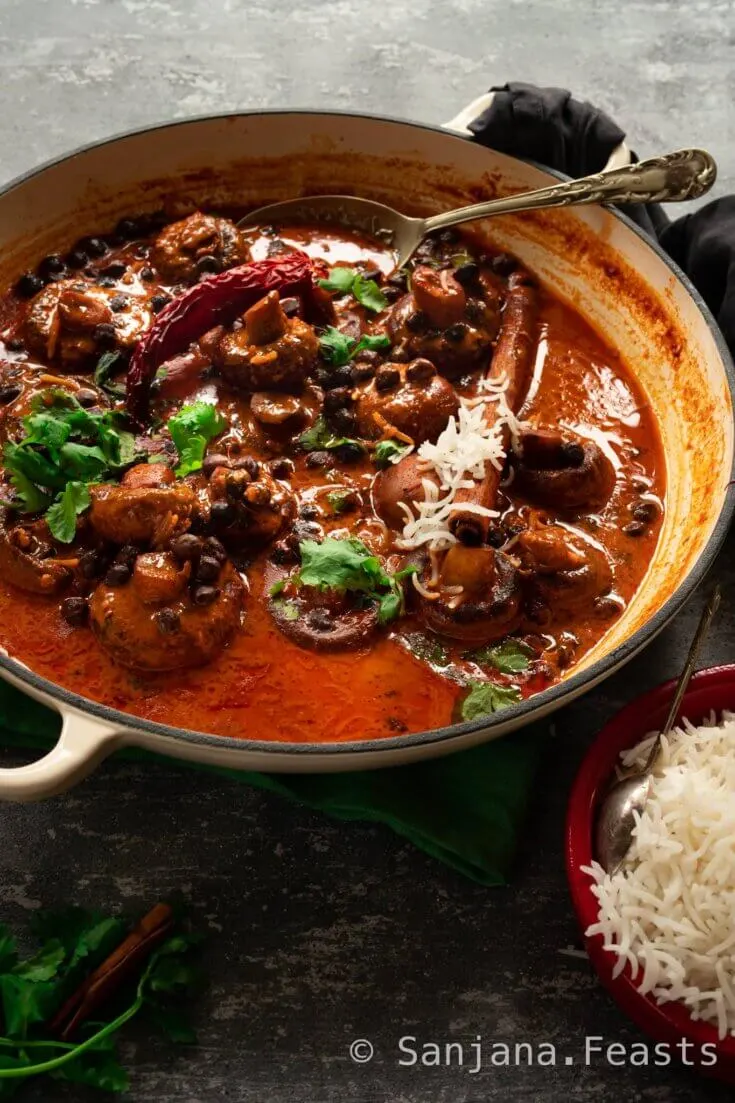 Kashmiri Mushroom and chickpea rogan josh recipe