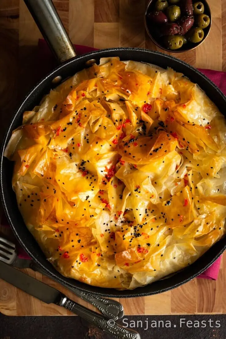 The flakiest cheese pie with filo pastry