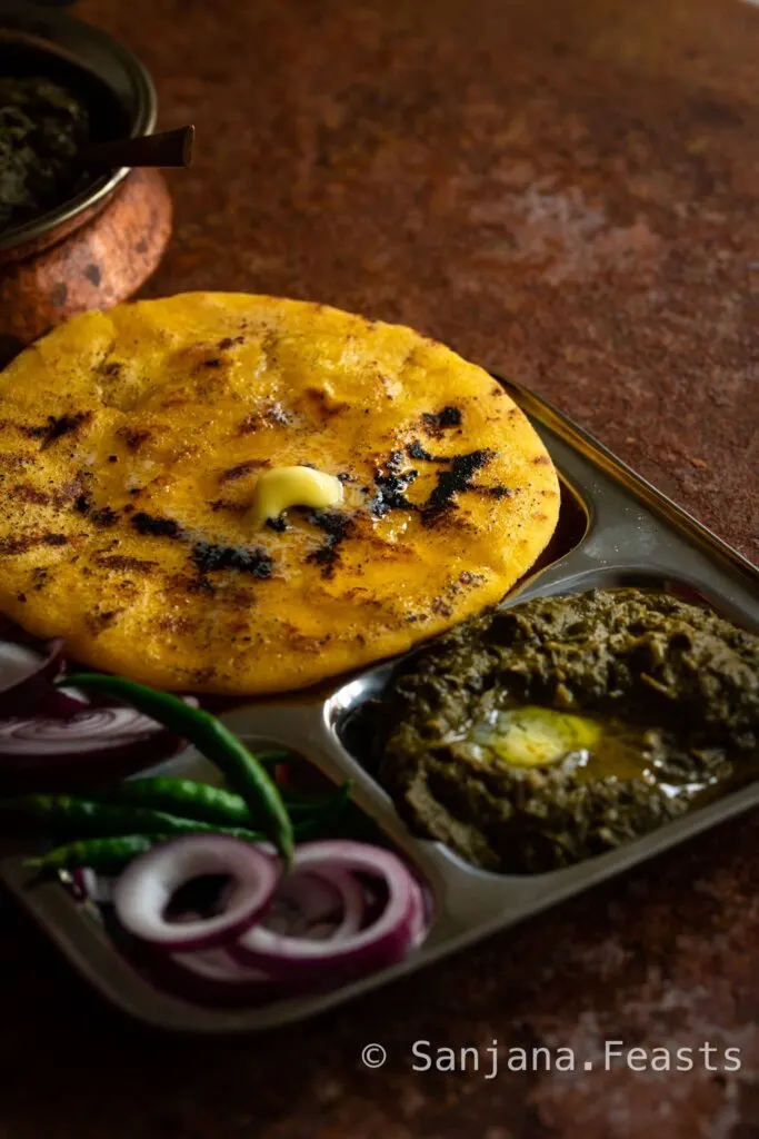 Plate of Saag and Makki ki roti