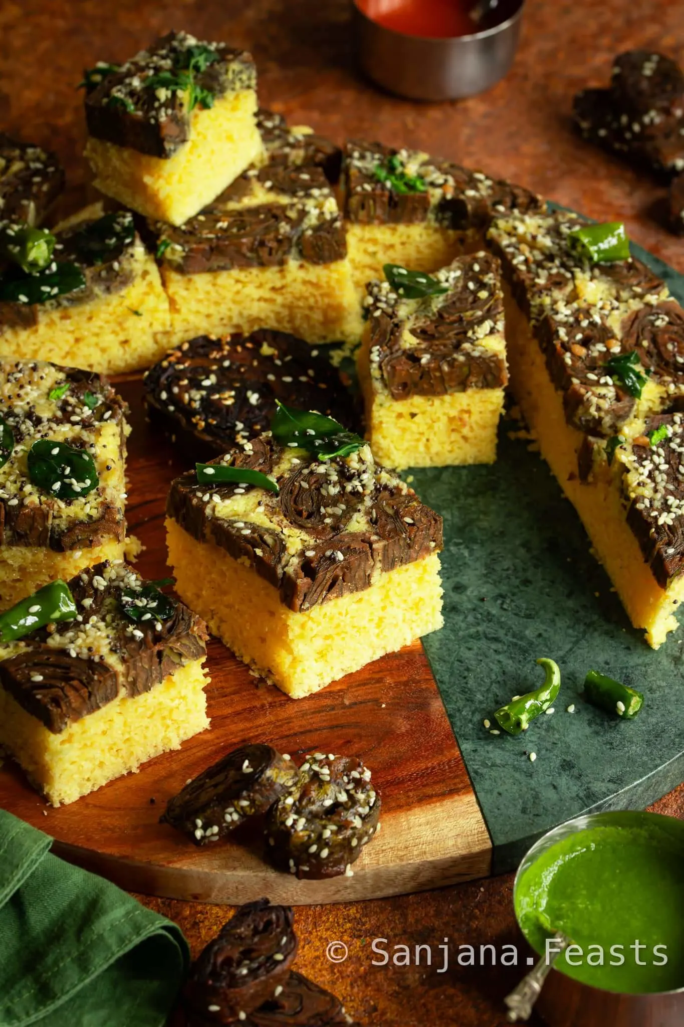 Patra Dhokla recipe Sanjana Feasts Indian snack