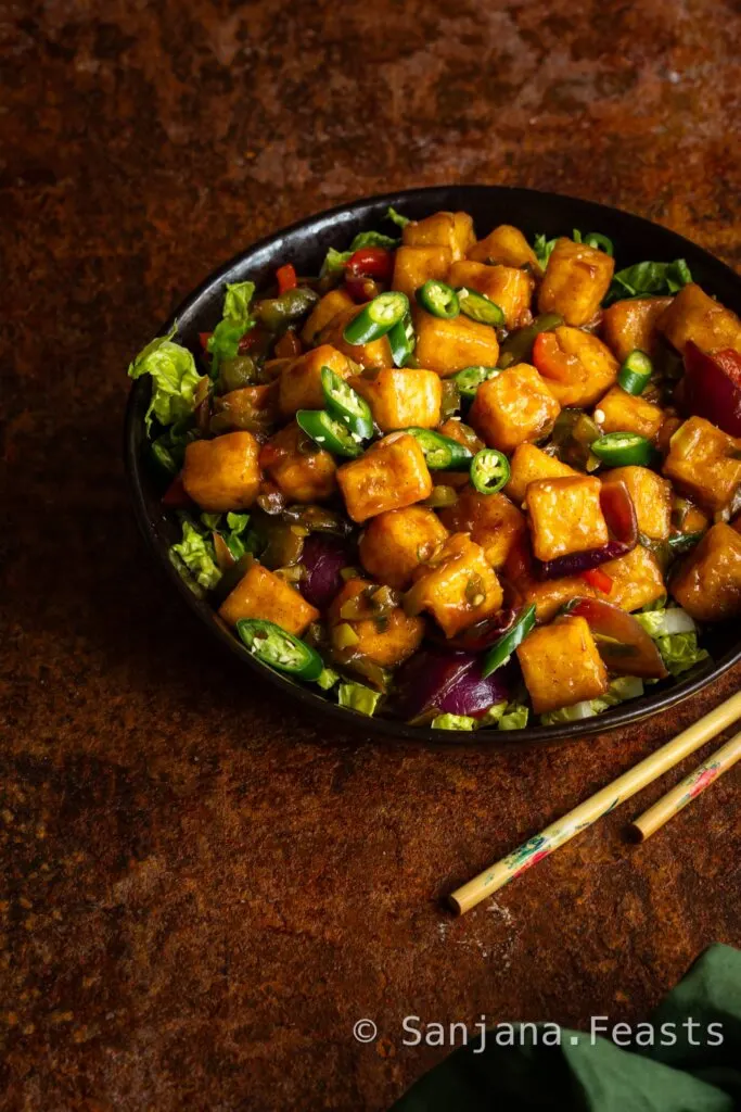 Indo Chinese style chilli paneer