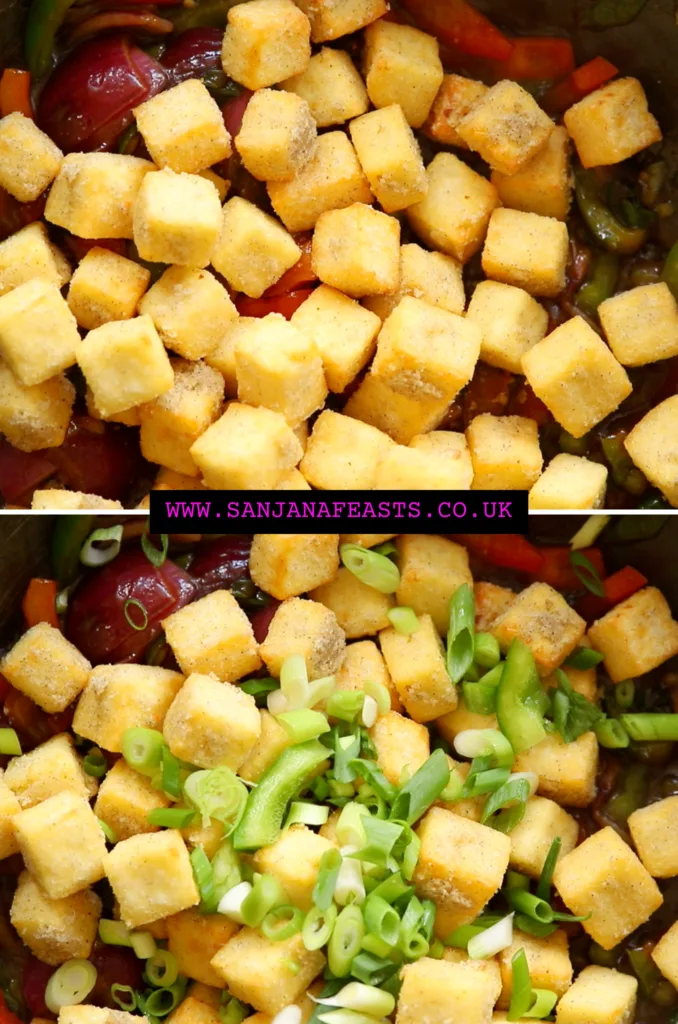 crispy paneer added to vegetables