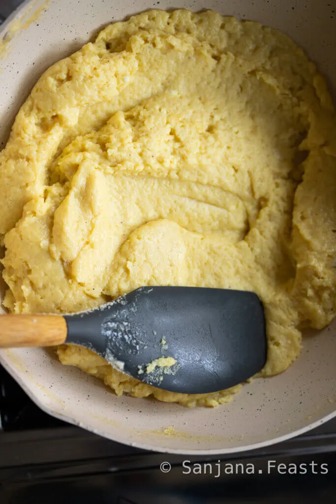 Cook the barfi mixture over low heat