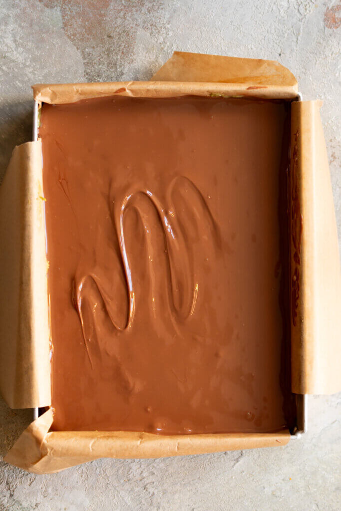 smooth out the chocolate top
