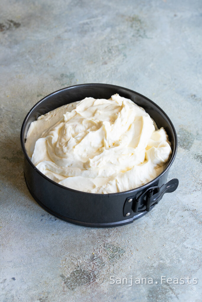 cheesecake filling in springform tin